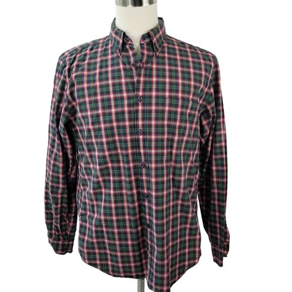 J. Crew Blue Green Red Vintage Button Down Long Sleeve Shirt  Large - Picture 1 of 7